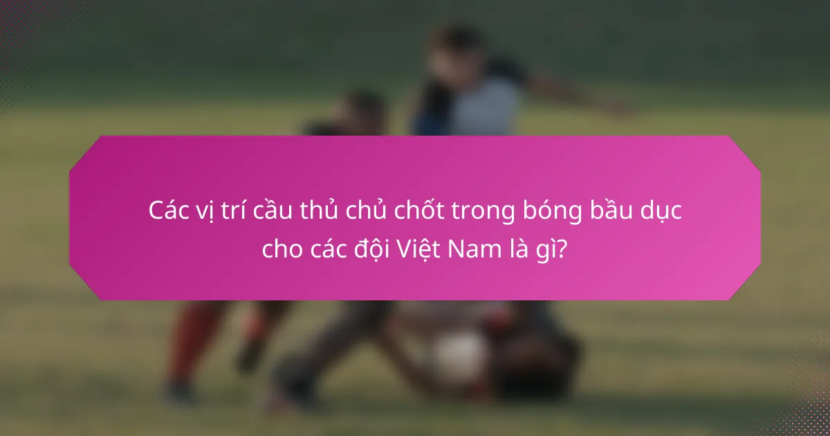 Các vị trí cầu thủ chủ chốt trong bóng bầu dục cho các đội Việt Nam là gì?