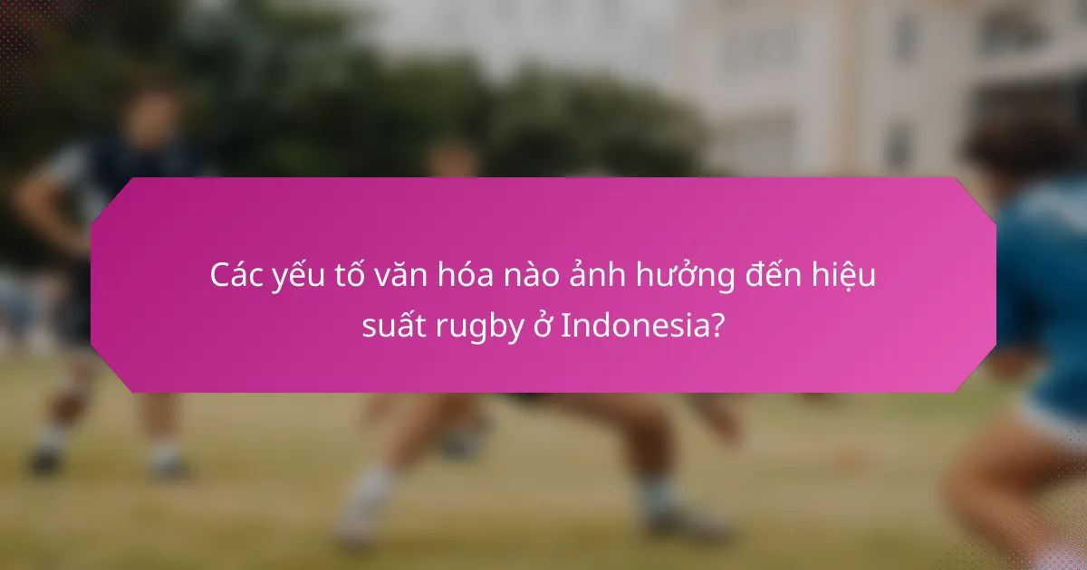 Các yếu tố văn hóa nào ảnh hưởng đến hiệu suất rugby ở Indonesia?