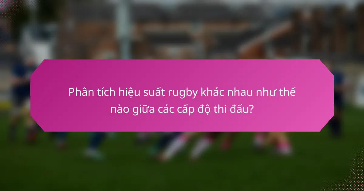 Phân tích hiệu suất rugby khác nhau như thế nào giữa các cấp độ thi đấu?